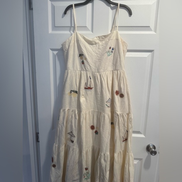 CALYPSO ST. BARTH Embroidered Linen Cream Maxi Dress XL - Picture 2 of 7
